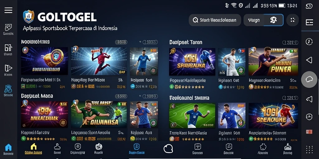 Tampilan antarmuka GOLTOGEL yang menarik untuk taruhan olahraga.