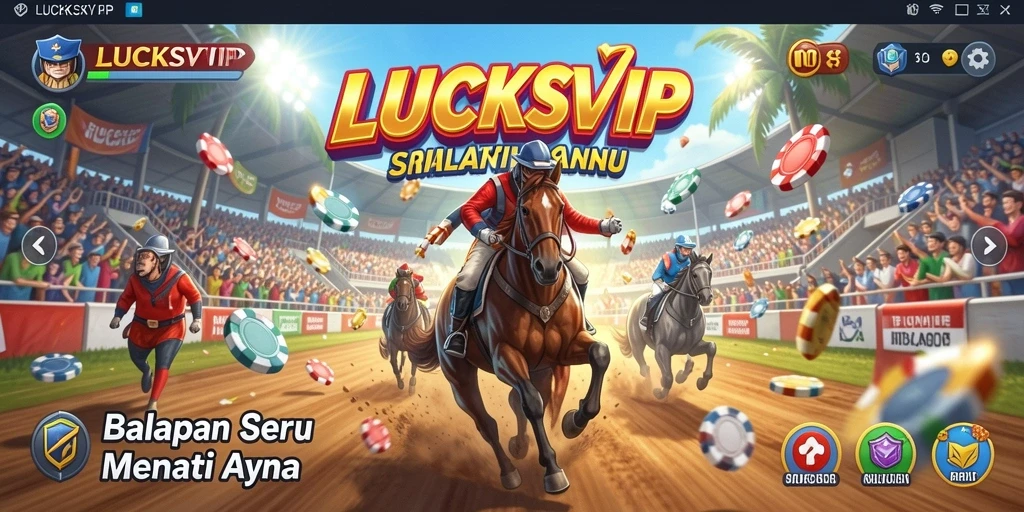 Screenshot gameplay LUCKSVIP menampilkan balapan mendebarkan di trek yang menantang.