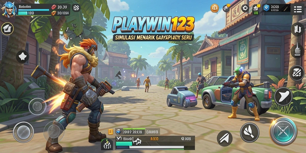Tampilan gameplay menarik dari PLAYWIN123 yang penuh dengan aktivitas.
