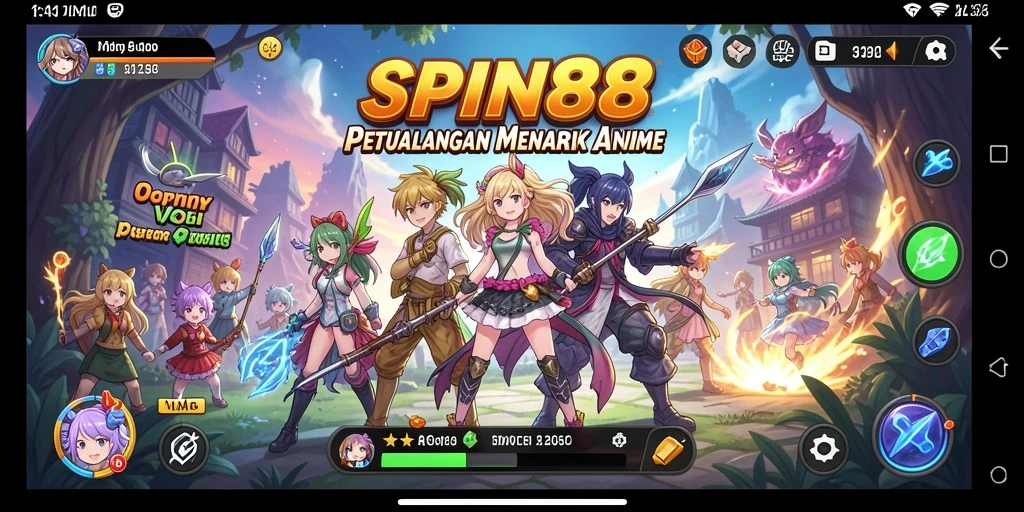 Tampilan gameplay SPIN88 dengan karakter anime yang menarik.
