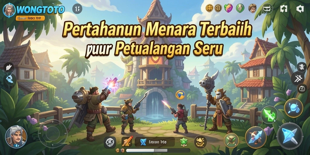 Tangkapan layar gameplay WONGTOTO menunjukkan menara yang sedang beraksi.